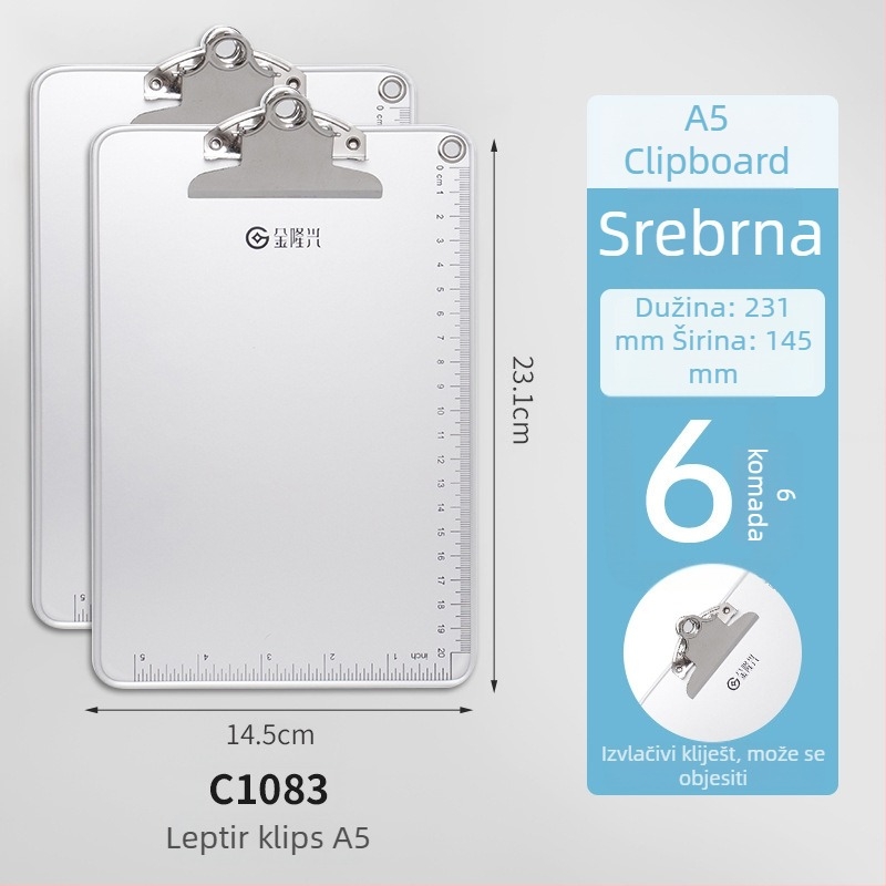 Metalni držač ploče s hvataljkom za ploču, za A4/A5, debljina ploče 5 mm, stražnja širina 316x226 ili 231x154