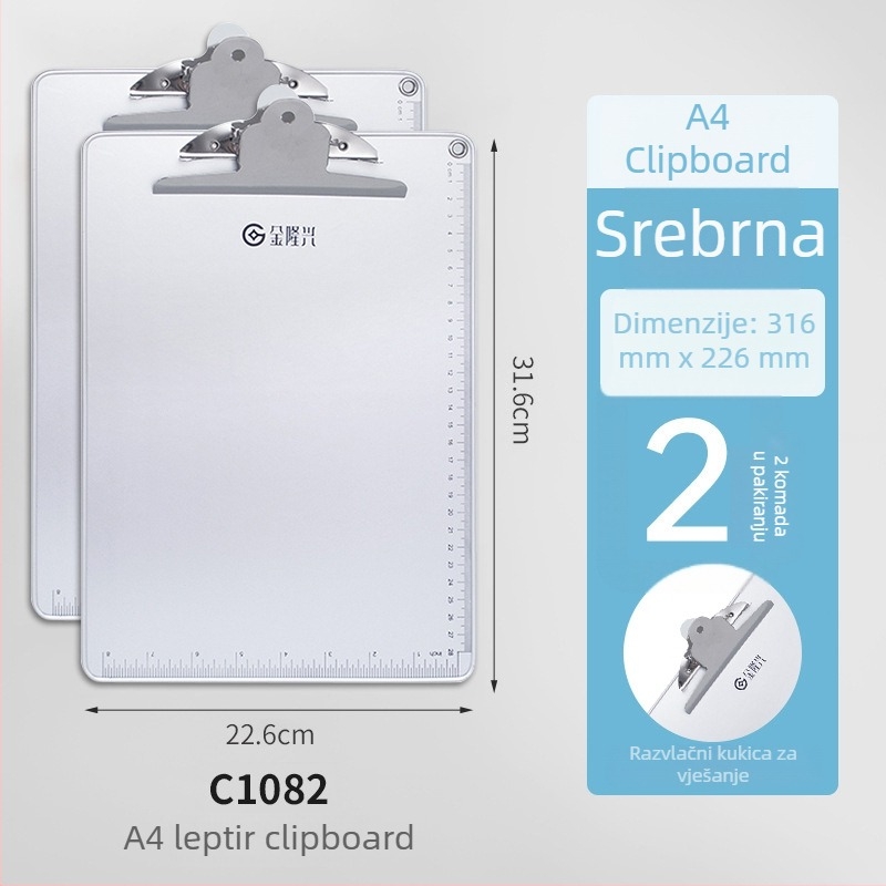 Metalni držač ploče s hvataljkom za ploču, za A4/A5, debljina ploče 5 mm, stražnja širina 316x226 ili 231x154