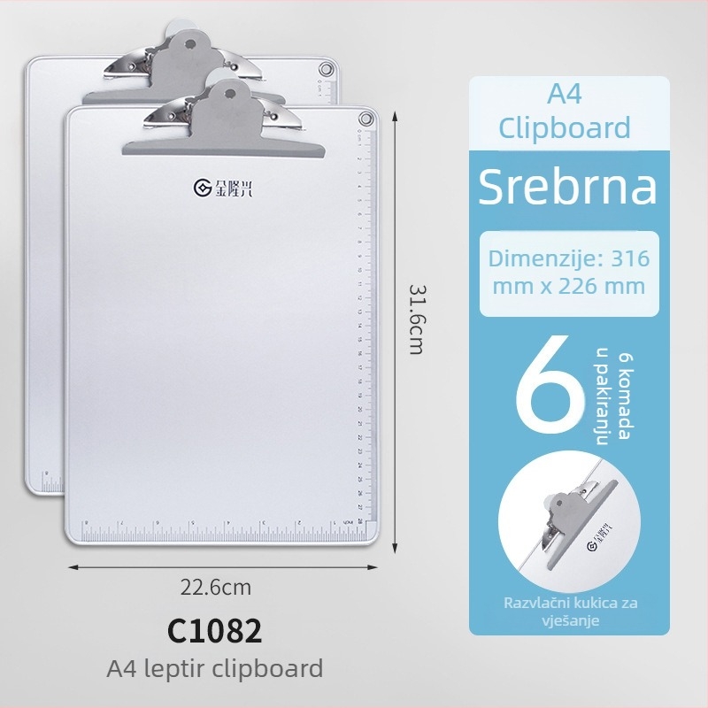Metalni držač ploče s hvataljkom za ploču, za A4/A5, debljina ploče 5 mm, stražnja širina 316x226 ili 231x154