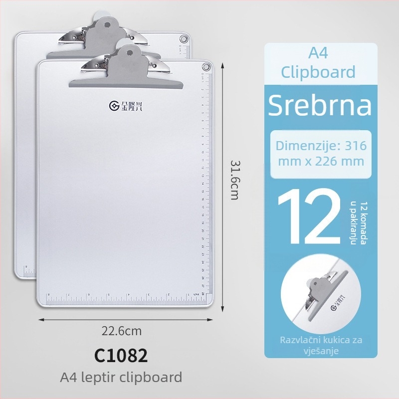 Metalni držač ploče s hvataljkom za ploču, za A4/A5, debljina ploče 5 mm, stražnja širina 316x226 ili 231x154