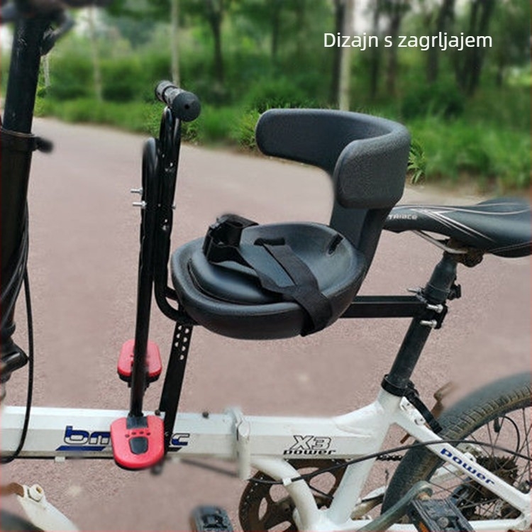 Dječje prednje sjedalo za bicikl, univerzalna kompatibilnost s planinskim i sklopivim biciklima; metalni okvir, model 089, marka Aijiamei