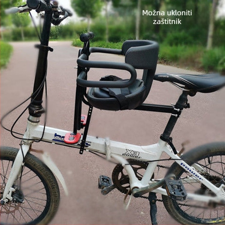 Dječje prednje sjedalo za bicikl, univerzalna kompatibilnost s planinskim i sklopivim biciklima; metalni okvir, model 089, marka Aijiamei