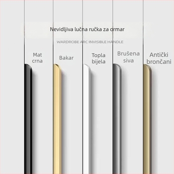 Skrivena ugrađena ručka za vrata ormara, zlatna, moderni minimalistički stil, duga bočna ugradnja