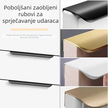 Skrivena ugrađena ručka za vrata ormara, zlatna, moderni minimalistički stil, duga bočna ugradnja