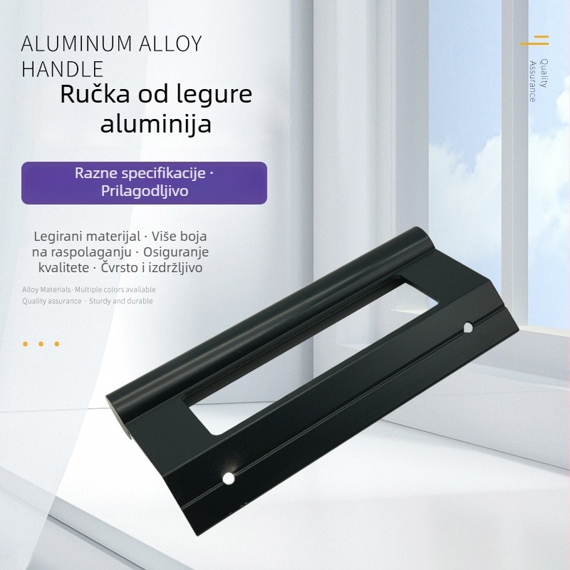 Aluminijska ručica za staklena klizna vrata – potisno/vučna, oblika luka, montaža na površinu, američki stil, moderni