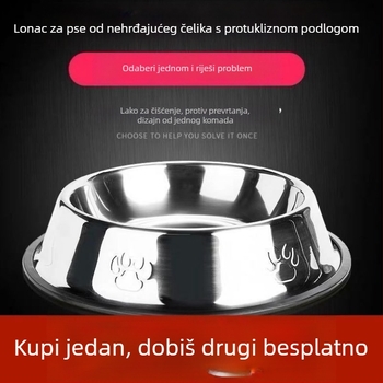 Nerđajući čelični posuda za vodu i hranu za mačke i pse, ne prevrće se, protuklizna, otporna na ugrize