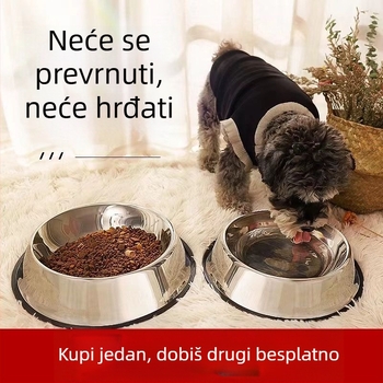 Nerđajući čelični posuda za vodu i hranu za mačke i pse, ne prevrće se, protuklizna, otporna na ugrize