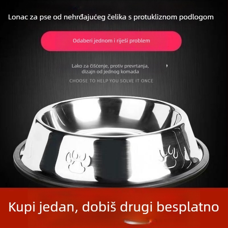 Nerđajući čelični posuda za vodu i hranu za mačke i pse, ne prevrće se, protuklizna, otporna na ugrize