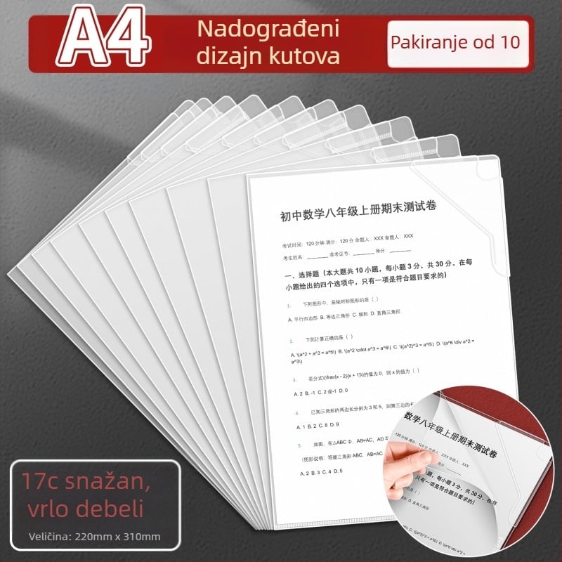 A4L mapa za dokumente s L-oblikom kopče, PP materijal, vodootporne umetke, model Kbx-7091, veličina 10x10
