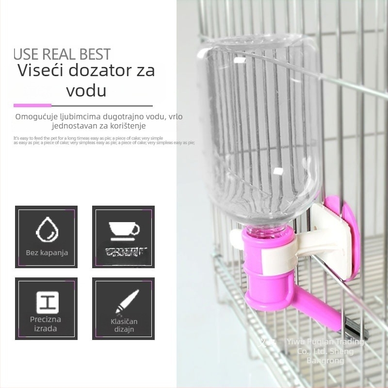 Viseći dispenser za vodu za pse i mačke, posuda za vodu montirana na kavez, koja održava usta suhim