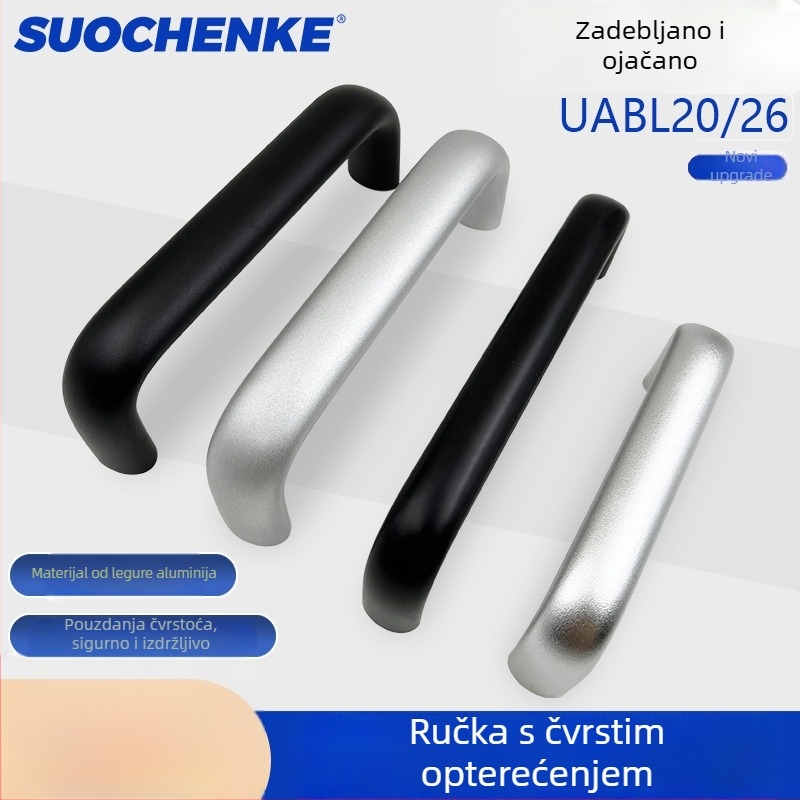 Solace LS163 Ručica za vrata ormarića od aluminijskog legura, ovalna, čvrsta, U‑oblik dugačka, pjeskano završetak