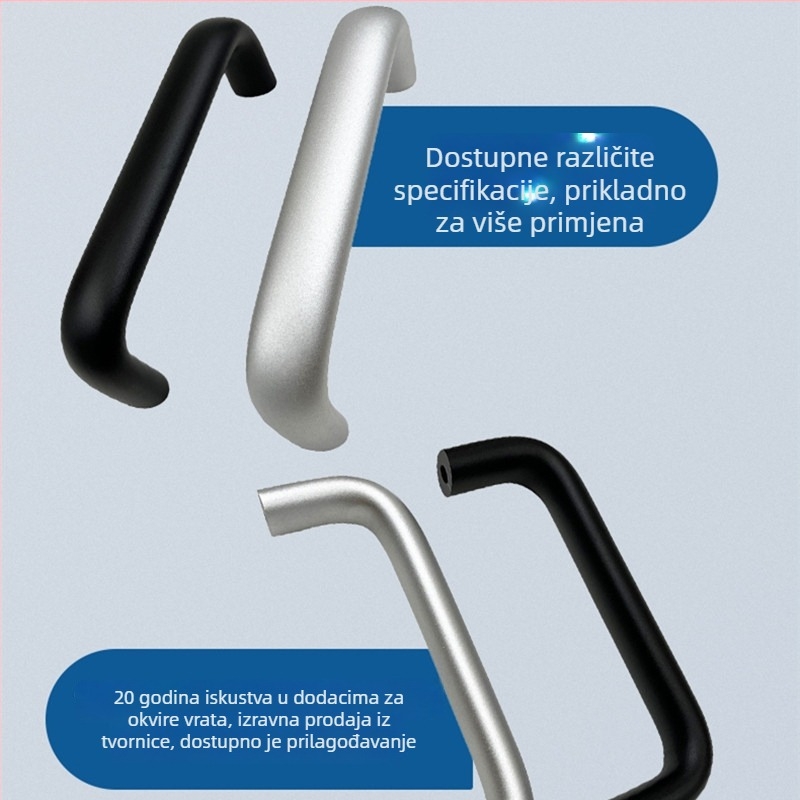 Solace LS163 Ručica za vrata ormarića od aluminijskog legura, ovalna, čvrsta, U‑oblik dugačka, pjeskano završetak