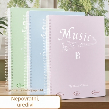 Dopamine serija mapa za partiture s klipom za dugi pritisak, plastična, prozirne unutarnje stranice, pogodna za klavirske bilješke