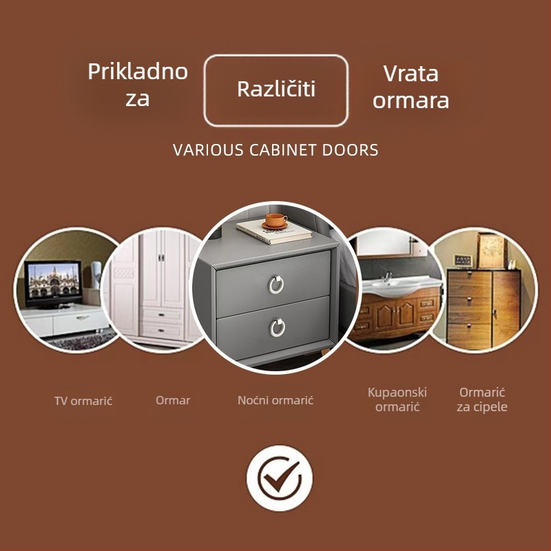 Okrugla ručica; cinkova legura; die casting; moderan jednostavan stil; univerzalno