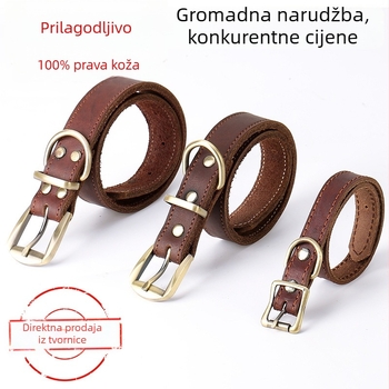Kožni ogrlica za pse s izvlačnim povodom, Jinnuo, podesiva