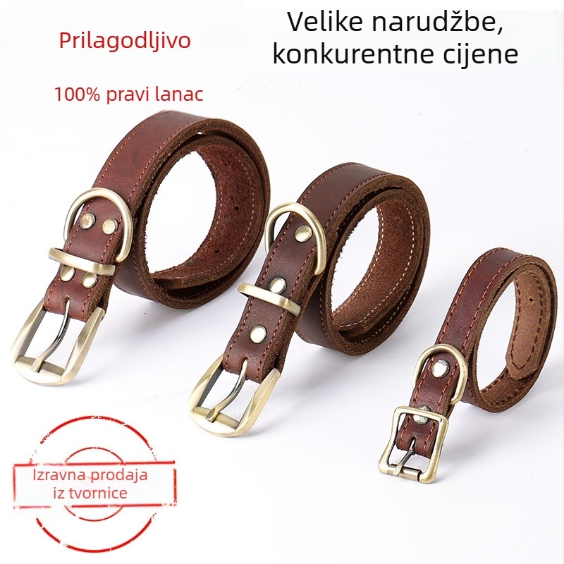 Kožni ogrlica za pse s izvlačnim povodom, Jinnuo, podesiva
