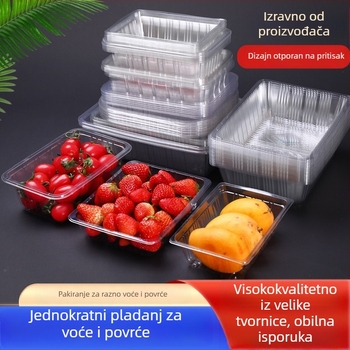 Jednokratna prozirna PET plastična posuda za pakiranje voća i povrća bez poklopca, s otiskom logotipa i mogućnošću prilagodbe