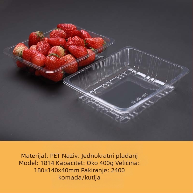 Jednokratna prozirna PET plastična posuda za pakiranje voća i povrća bez poklopca, s otiskom logotipa i mogućnošću prilagodbe
