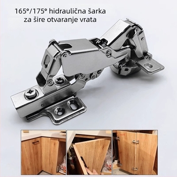 Jusen 175 kutni šarki, 165 šarki, 45° nagnuta vrata ormara, 135 spojna vrata, 270 šarki ormara s amortizerom