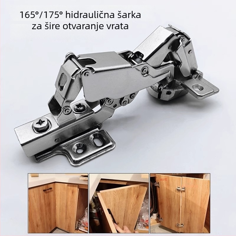 Jusen 175 kutni šarki, 165 šarki, 45° nagnuta vrata ormara, 135 spojna vrata, 270 šarki ormara s amortizerom