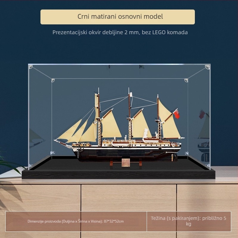 Akrilna kutija za izlaganje i pohranu LEGO 10335 modela broda Intrepid Expedition – otporna na prašinu