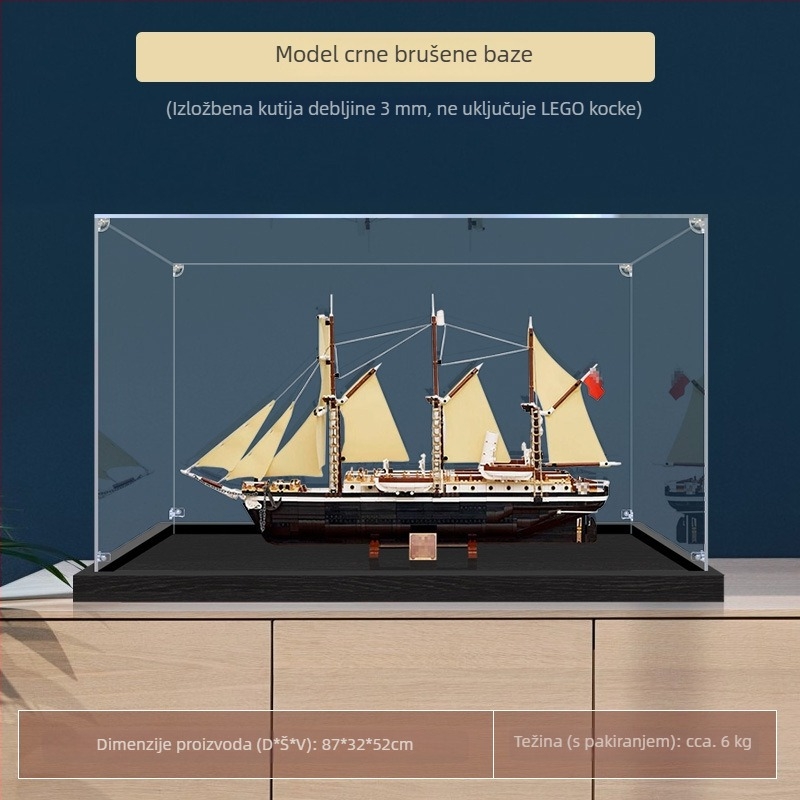 Akrilna kutija za izlaganje i pohranu LEGO 10335 modela broda Intrepid Expedition – otporna na prašinu