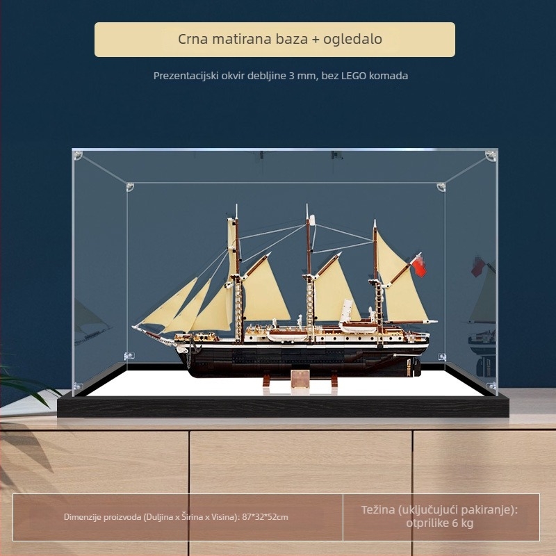 Akrilna kutija za izlaganje i pohranu LEGO 10335 modela broda Intrepid Expedition – otporna na prašinu