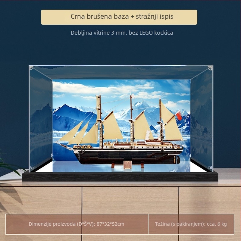 Akrilna kutija za izlaganje i pohranu LEGO 10335 modela broda Intrepid Expedition – otporna na prašinu