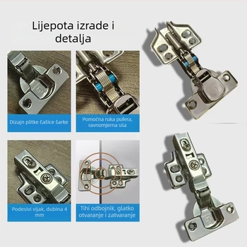 Šarke za ormarić od 304 nerđajućeg čelika s oprugom i hidrauličkim tlomenjem