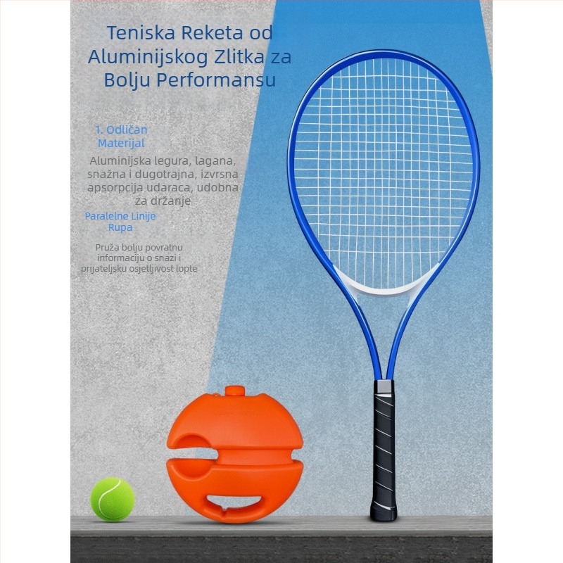 Tenis trener za samostalnu vježbu s povratnom žicom, aluminijski okvir, najlon žica, drška G1, direktan udarac
