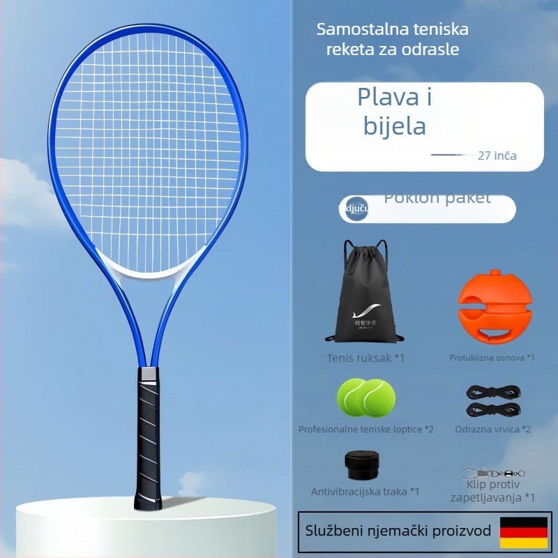 Tenis trener za samostalnu vježbu s povratnom žicom, aluminijski okvir, najlon žica, drška G1, direktan udarac