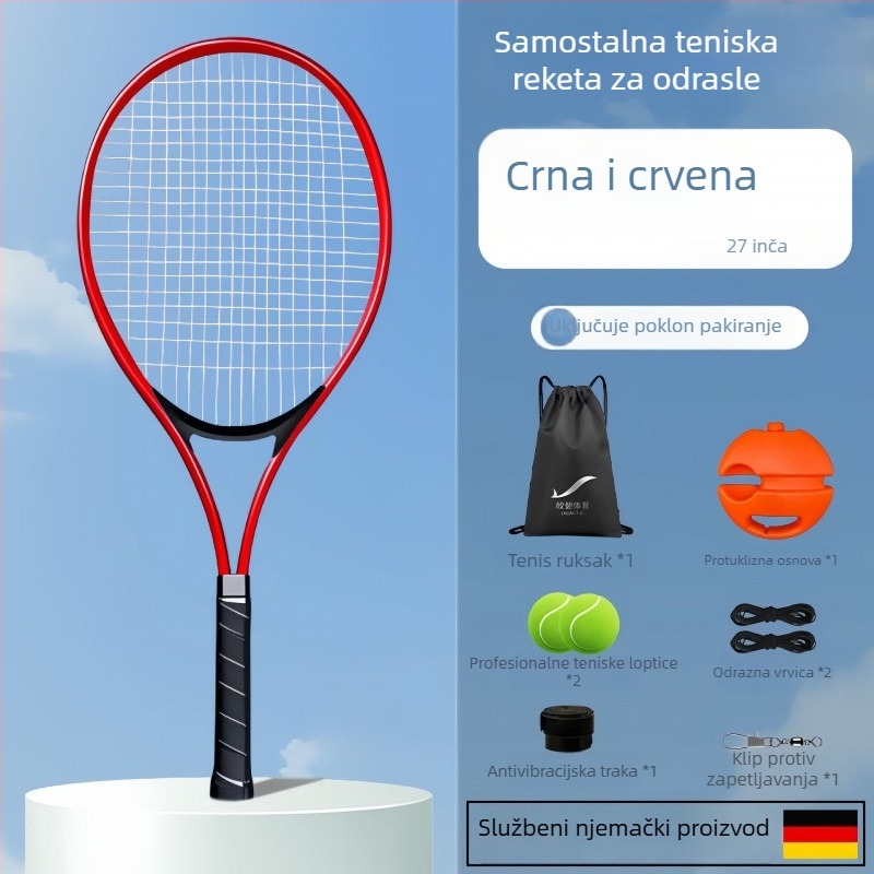 Tenis trener za samostalnu vježbu s povratnom žicom, aluminijski okvir, najlon žica, drška G1, direktan udarac