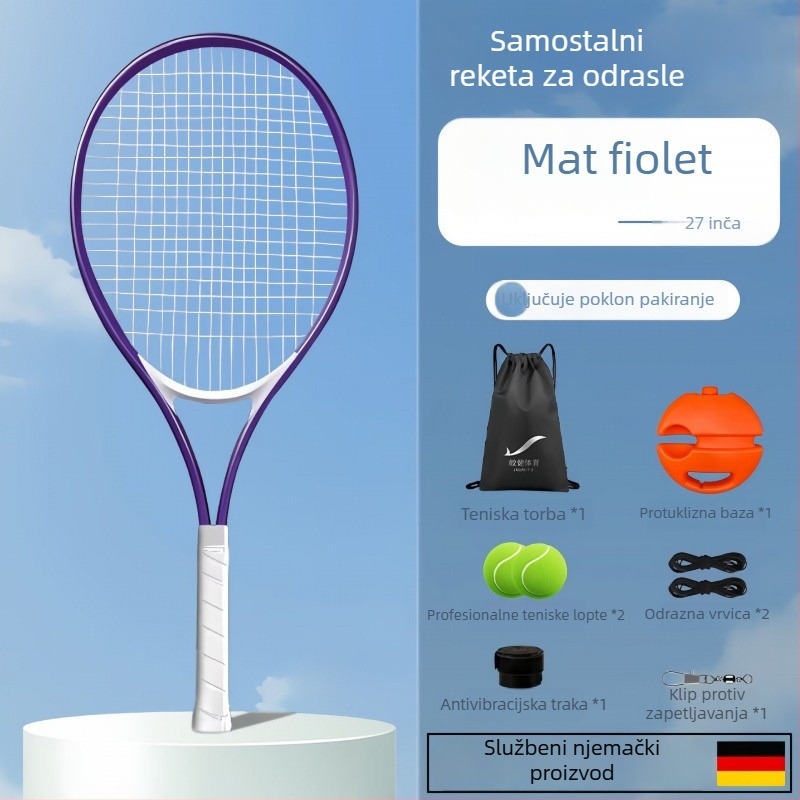 Tenis trener za samostalnu vježbu s povratnom žicom, aluminijski okvir, najlon žica, drška G1, direktan udarac