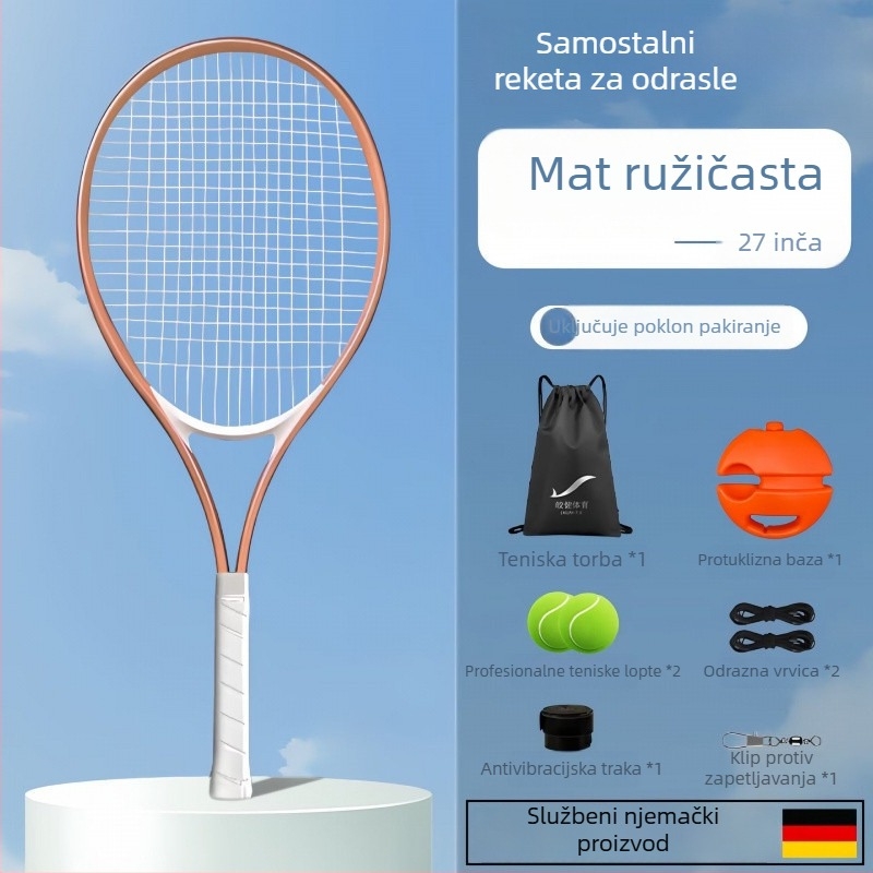 Tenis trener za samostalnu vježbu s povratnom žicom, aluminijski okvir, najlon žica, drška G1, direktan udarac