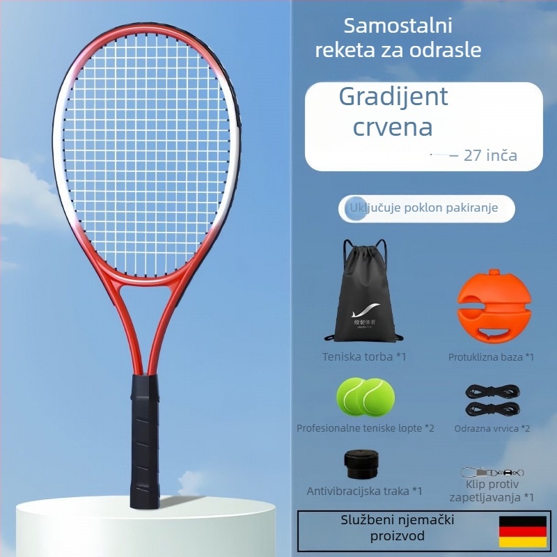 Tenis trener za samostalnu vježbu s povratnom žicom, aluminijski okvir, najlon žica, drška G1, direktan udarac