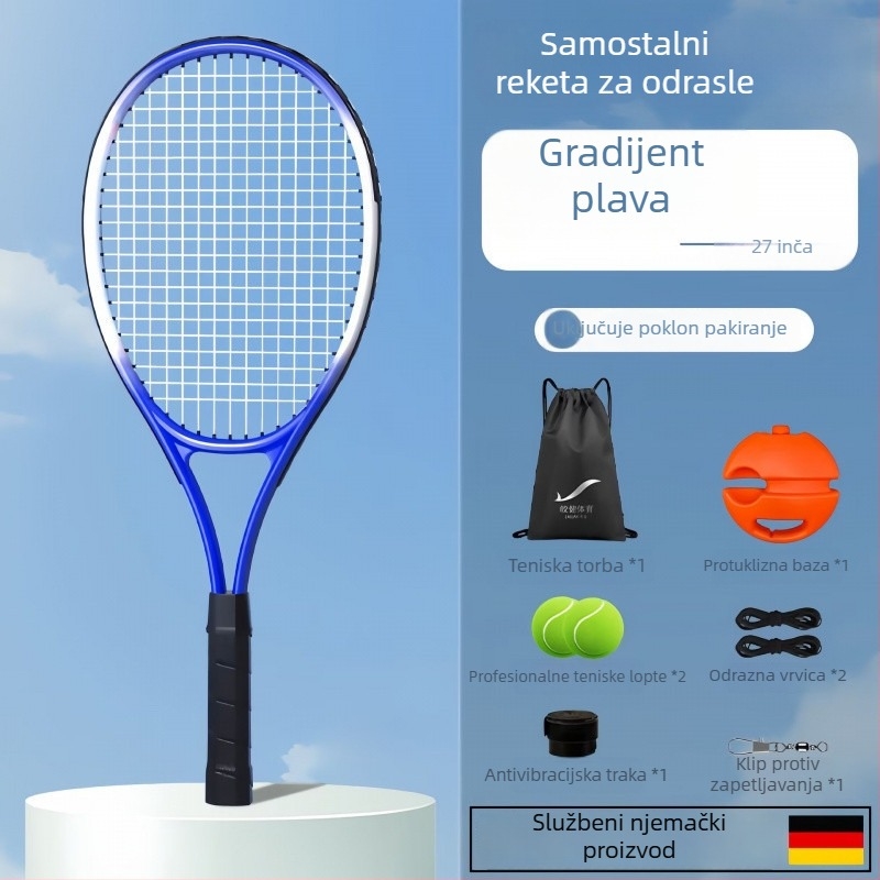 Tenis trener za samostalnu vježbu s povratnom žicom, aluminijski okvir, najlon žica, drška G1, direktan udarac