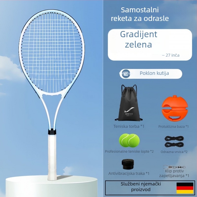 Tenis trener za samostalnu vježbu s povratnom žicom, aluminijski okvir, najlon žica, drška G1, direktan udarac