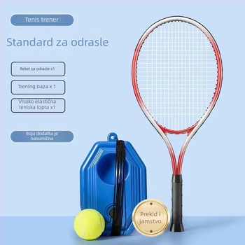 Set za tenis trening s reketa od aluminijskog legura i najlonskim kabelom – sustav samostalnog treninga s odskokom