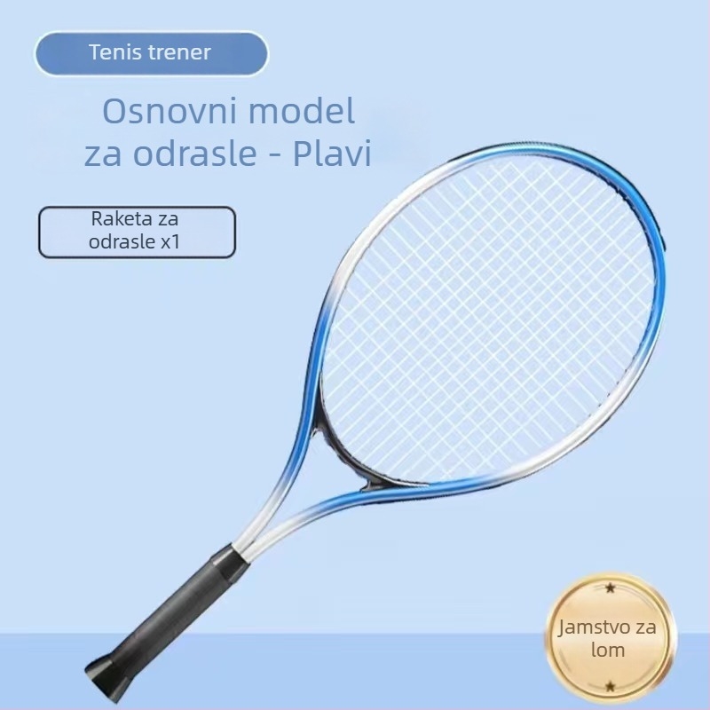 Set za tenis trening s reketa od aluminijskog legura i najlonskim kabelom – sustav samostalnog treninga s odskokom