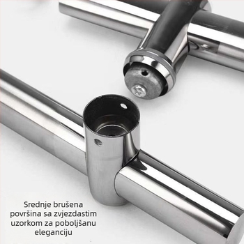 Kuka za staklena vrata od nehrđajućeg čelika s podesivim razmakom rupa, ojačana velika drška za vrata od drveta - gurni-povuci, ravna cijev dizajn, model 102
