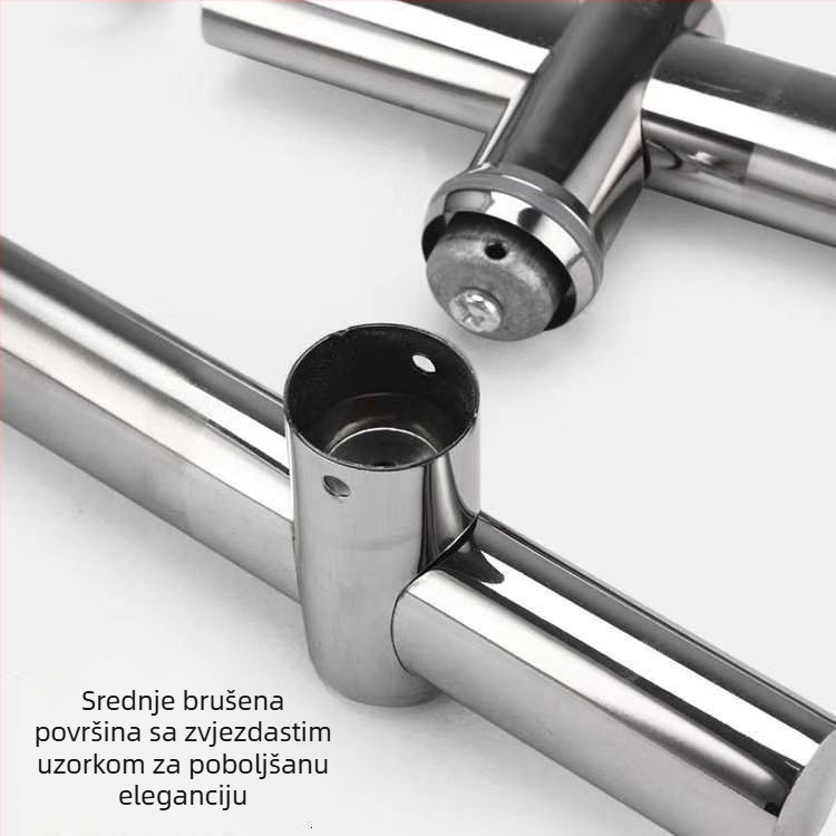 Kuka za staklena vrata od nehrđajućeg čelika s podesivim razmakom rupa, ojačana velika drška za vrata od drveta - gurni-povuci, ravna cijev dizajn, model 102
