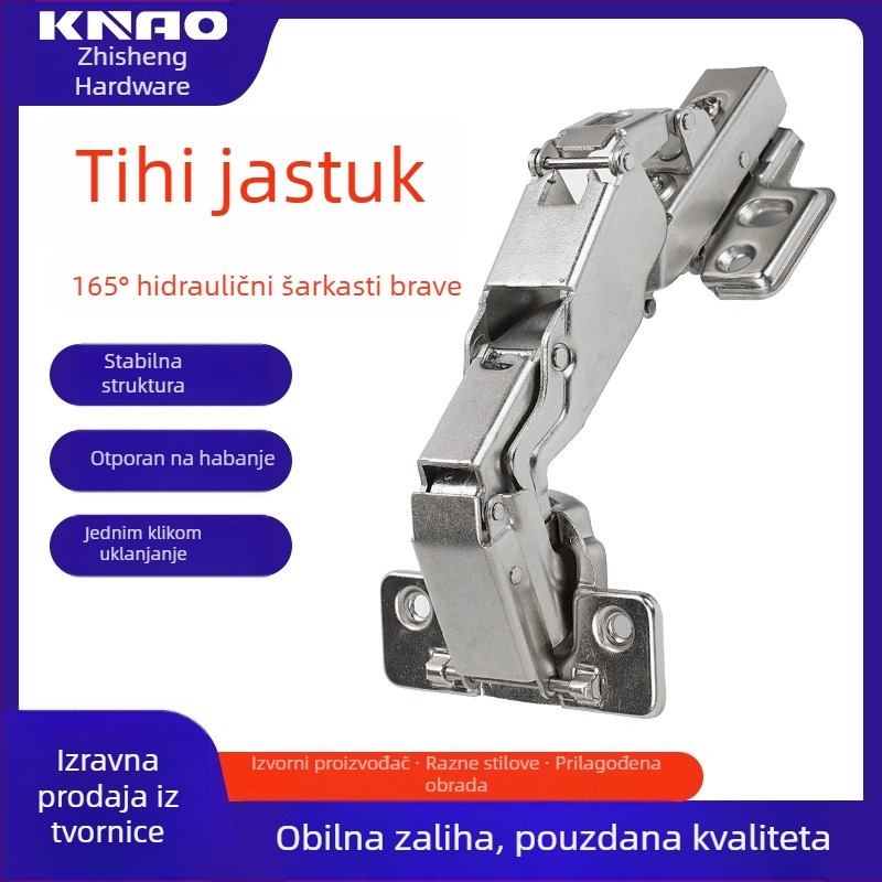 165° hidraulična šarka za kutne ormariće, materijal: hladno valjani čelik, površinska obrada: elektroplatiranje, model Kna165