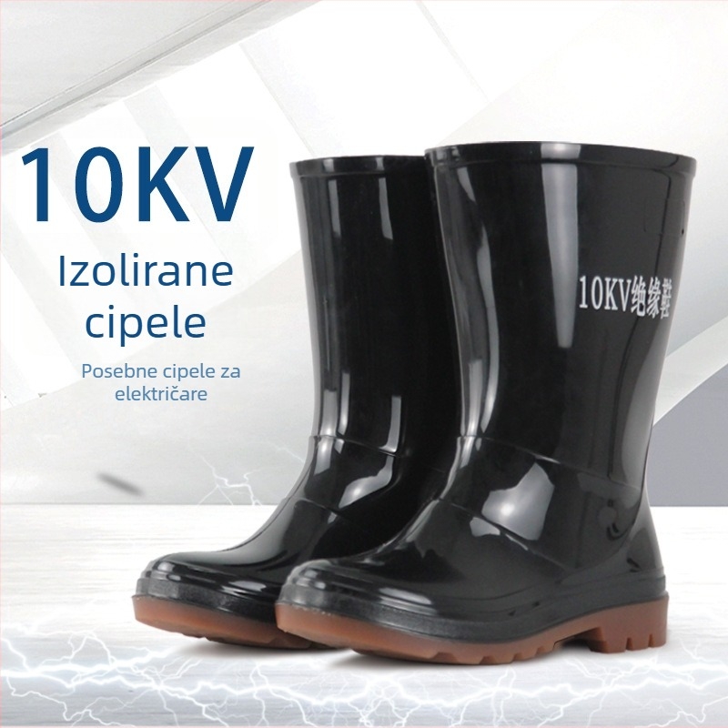Čizme za kišu s izolacijom 10KV, model JX-10KV, gornji PVC, đon PVC, visok štit