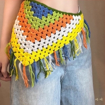 Boho bijeli tkaninski trokutasti šal-pojas za žene, vintage ukrasni šal za struk, hip wrap, marama za glavu, dodatak za struk