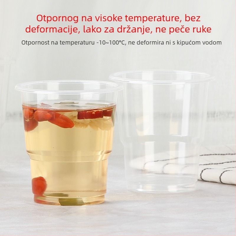 Jednokratna prozirna plastična čaša, okruglog oblika, kapacitet 101-200 ml, materijal PP/PS, biorazgradiva