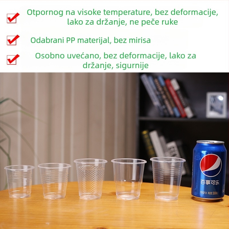 Jednokratna prozirna plastična čaša, okruglog oblika, kapacitet 101-200 ml, materijal PP/PS, biorazgradiva
