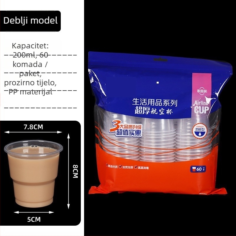 Jednokratna prozirna plastična čaša, okruglog oblika, kapacitet 101-200 ml, materijal PP/PS, biorazgradiva