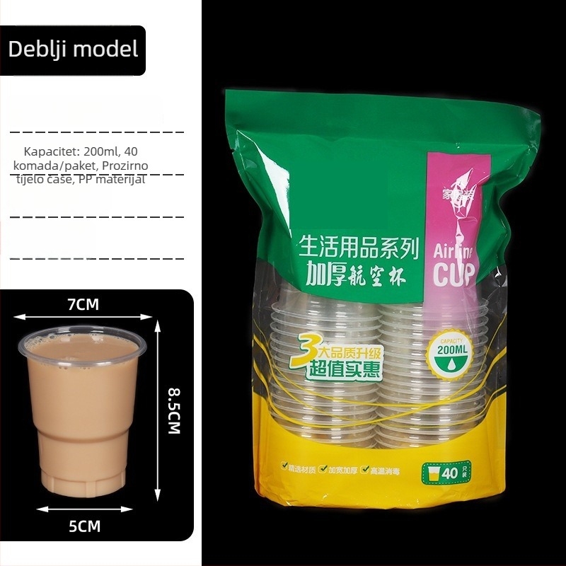 Jednokratna prozirna plastična čaša, okruglog oblika, kapacitet 101-200 ml, materijal PP/PS, biorazgradiva