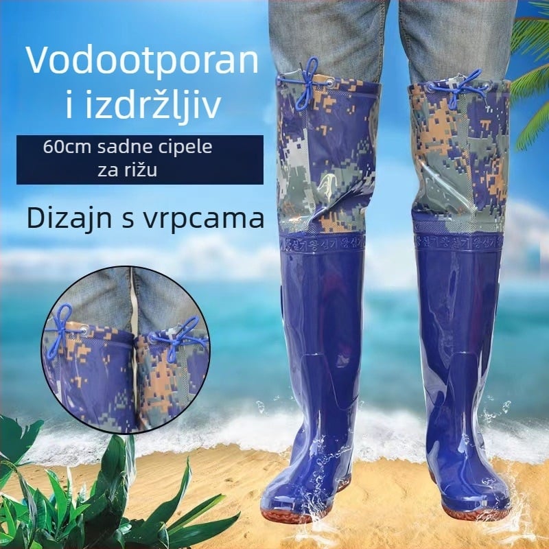 Unisex PVC čizme za rižu - vodootporne do koljena, protuklizna potplat, overshoe stil