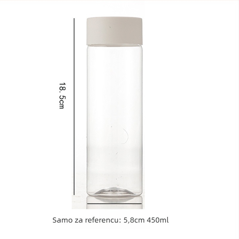 Cilindrična jednokratna boca za hladni čaj, 300–500 ml, PET/poliester, biološki razgradiva, mogućnost tiskanja logotipa